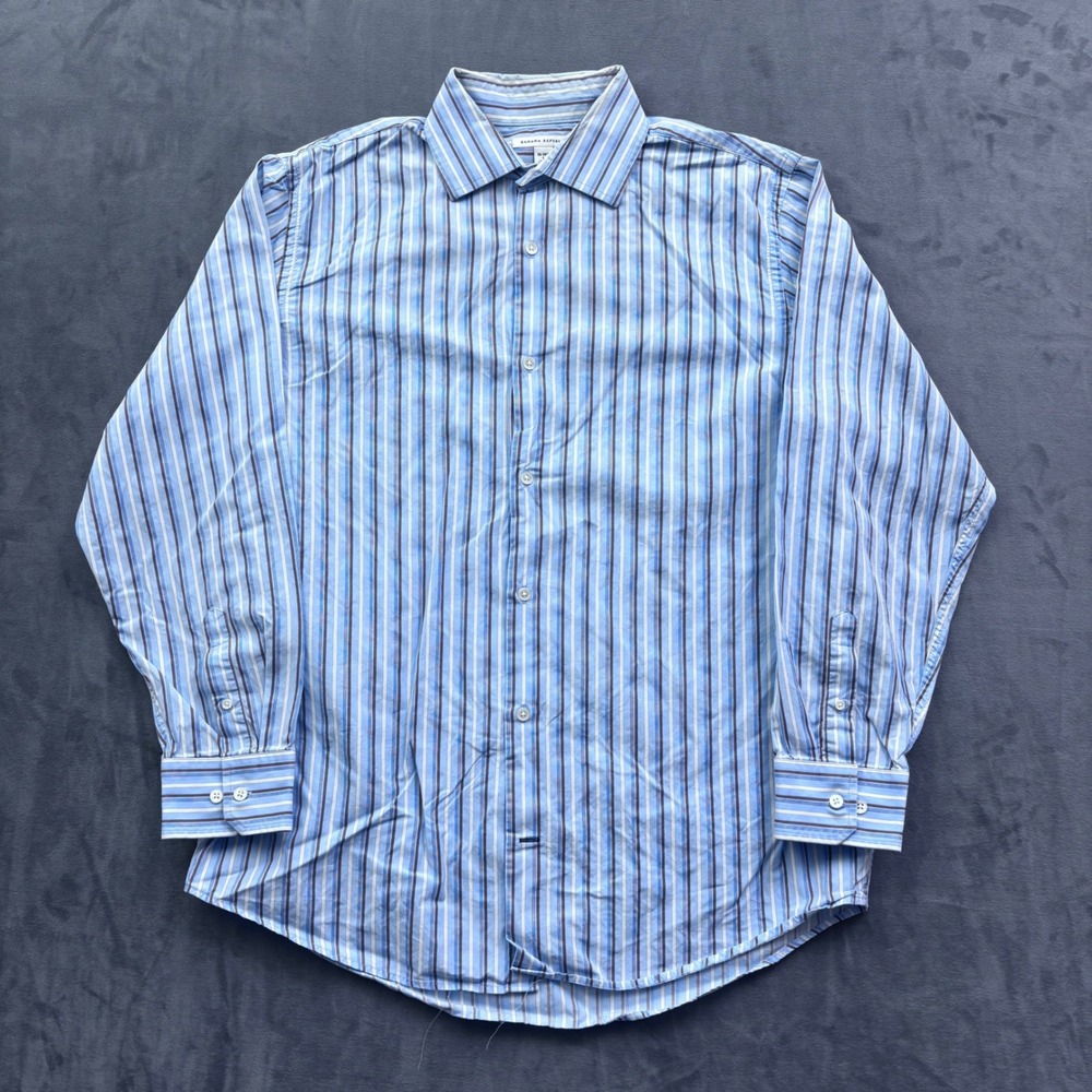 Banana Republic Mens Blue Striped Button Down Shirt Large 16-16.5